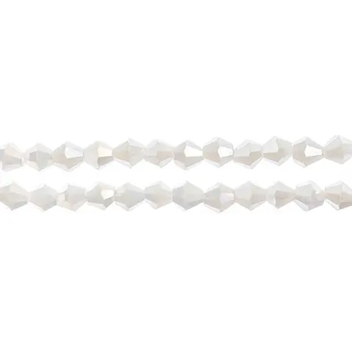 Crystal Lane 4Mm White Ab Opaque Bicone Beads – 2-Strand 7-Inch Pack (Approx. 96 Pieces) 1