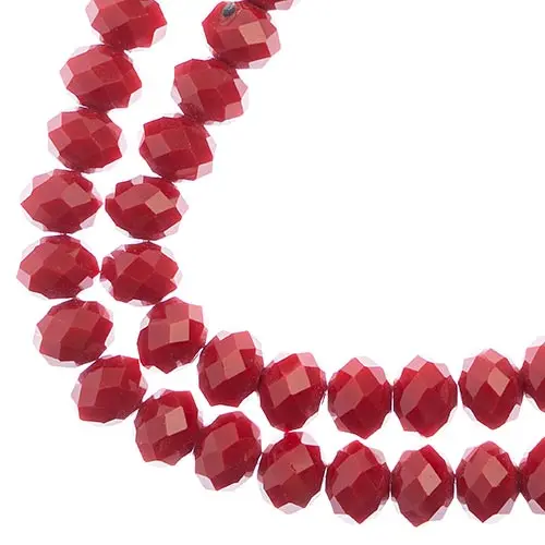 Crystal Lane Bold Red Opaque Rondelle Beads – 7-Inch Dual-Strand Jewelry Spacer Kit (Approx. 46 Pcs, 8X10Mm) 1
