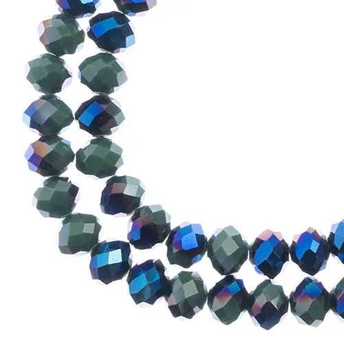 Crystal Lane Dark Green & Half-Blue Iris Rondelle Beads – 7-Inch Two-Strand Opaque Spacer Kit (Approx. 46 Pcs, 8X10Mm) 1
