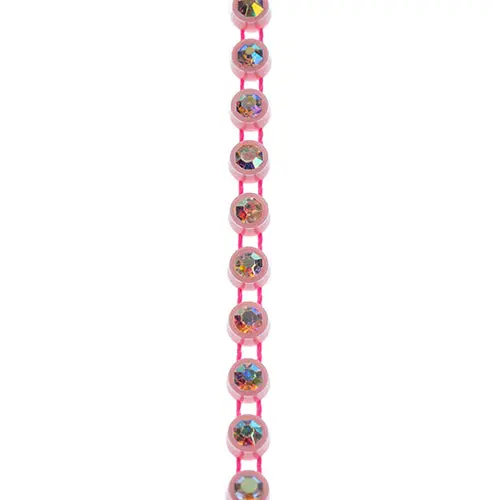 Crystal Lane Rhinestone Trim – 1-Yard Ss12 Ab Crystal Banding With Soft Light Pink Casing 1
