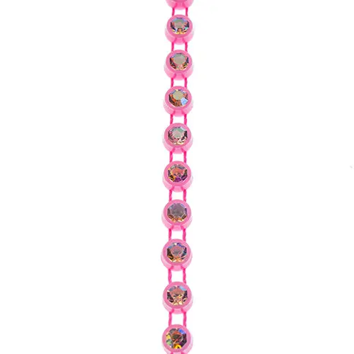 Crystal Lane Rhinestone Trim – 1-Yard Ss12 Ab Finish Banding In Light Pink Casing 1