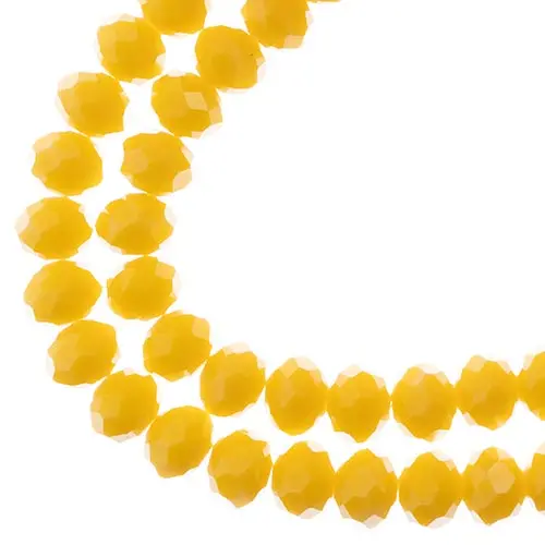 Crystal Lane Sunny Yellow Opaque Rondelle Beads – 7-Inch Dual-Strand Jewelry Spacer Set (Approx. 46 Pcs, 8X10Mm) 1