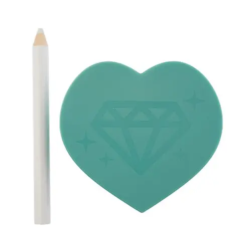 Crystal Lane Teal Heart-Shaped Rhinestone Placement Tray (7.9 × 7.6 Cm) With Pickup Stick 1