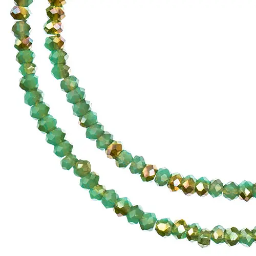 Crystal Lane Turquoise Blue & Half Champagne Luster Rondelle Beads – 2-Strand 7-Inch Strand (246 Pcs, 1.5X2.5Mm) 1