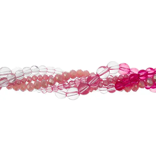 Crystal Lane Twisted Bead Strand Mix – Delicate Pink Twilight Shade 1