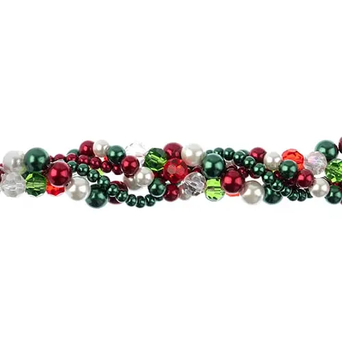 Crystal Lane Twisted Bead Strand Mix – Festive Red, White & Green 1