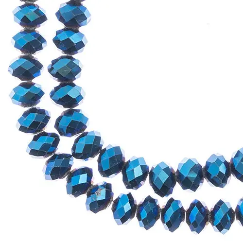 Crystal Lane Vibrant Blue Iris Rondelle Beads – 7-Inch Double Strand Opaque Bead Pack (Approx. 46 Pcs, 8X10Mm) 1