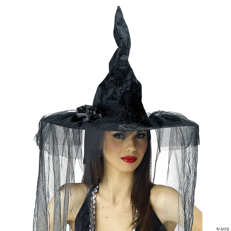 Deluxe Black Velour Witch Hat For Adults – Rose & Veil 1