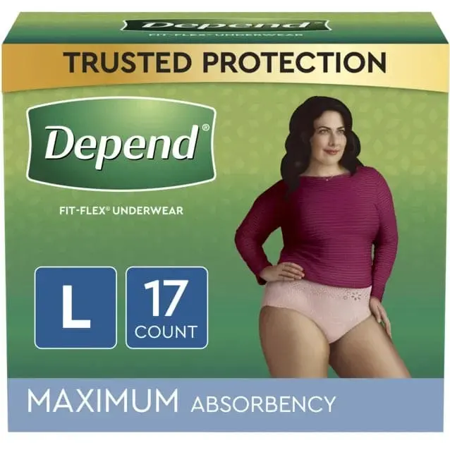Depend Silhouette Female Underwear – Discreet Incontinence Protection (Large, 17 Ct) 1