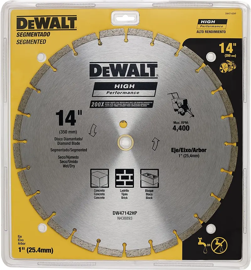 Dewalt Dw47142Hp Segmented Diamond Blade – 350Mm (14") Wet/Dry Concrete & Masonry Cutting 1