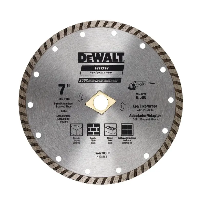 Dewalt Dw47700Hp Turbo Continuous-Rim Diamond Blade – 180Mm (7") Wet/Dry Masonry & Tile 1