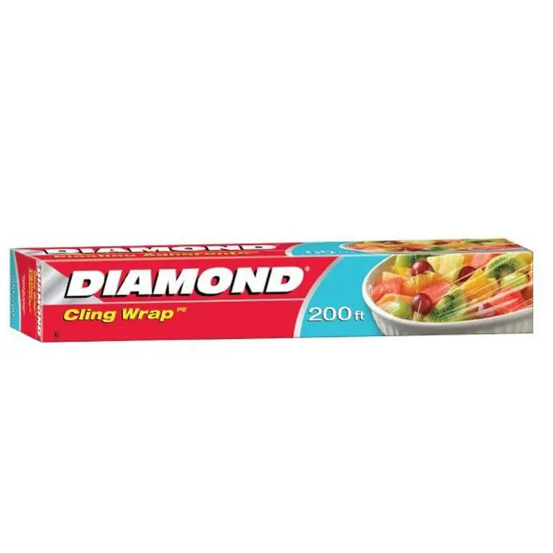 Diamond Cling Wrap, 200 Ft – Premium Adhesive Film For Airtight Food Sealing And Preservation (01090030283) 1
