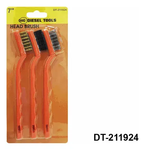 Diesel Tools Dt-211924 Multi-Bristle Cleaning Brush Set – 1.5-Inch Head With Brass, Steel & Nylon Bristles For Tight Spaces 1
