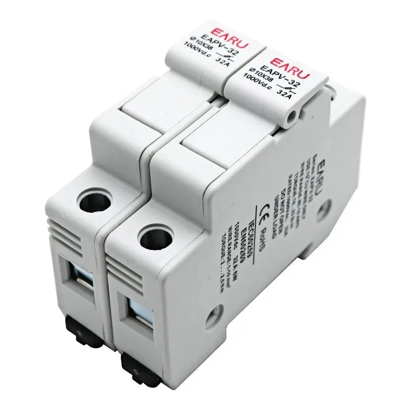 Din Rail-Mounted Solar Dc Fuse Holder – Compatible With 10×38Mm Pv Fuses For Photovoltaic System Protection 1