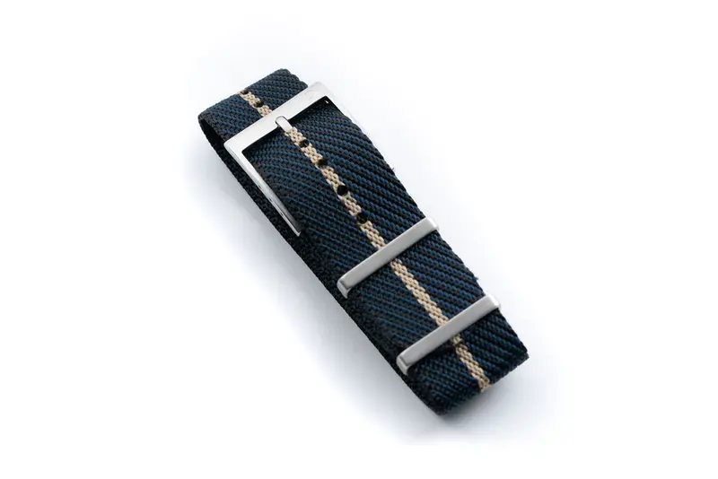 Diy Watch Club Blue Nylon Strap With Khaki Center Stripe 1