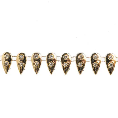 Drop-Shape Gold-Tone Plastic Trim With Twin Stones – 5 Yards, 16Mm 1