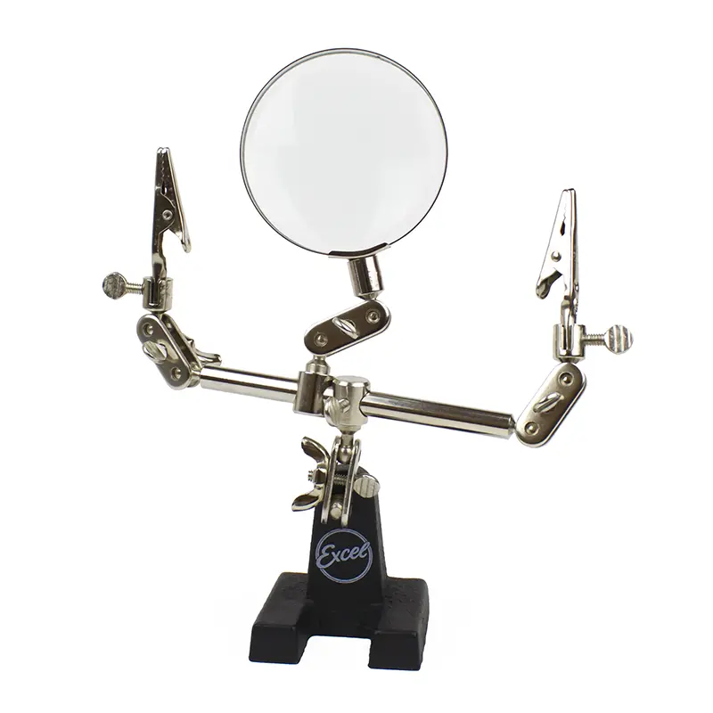 Dual-Clip Hands-Free Tool Holder With Integrated Magnifying Lens 1