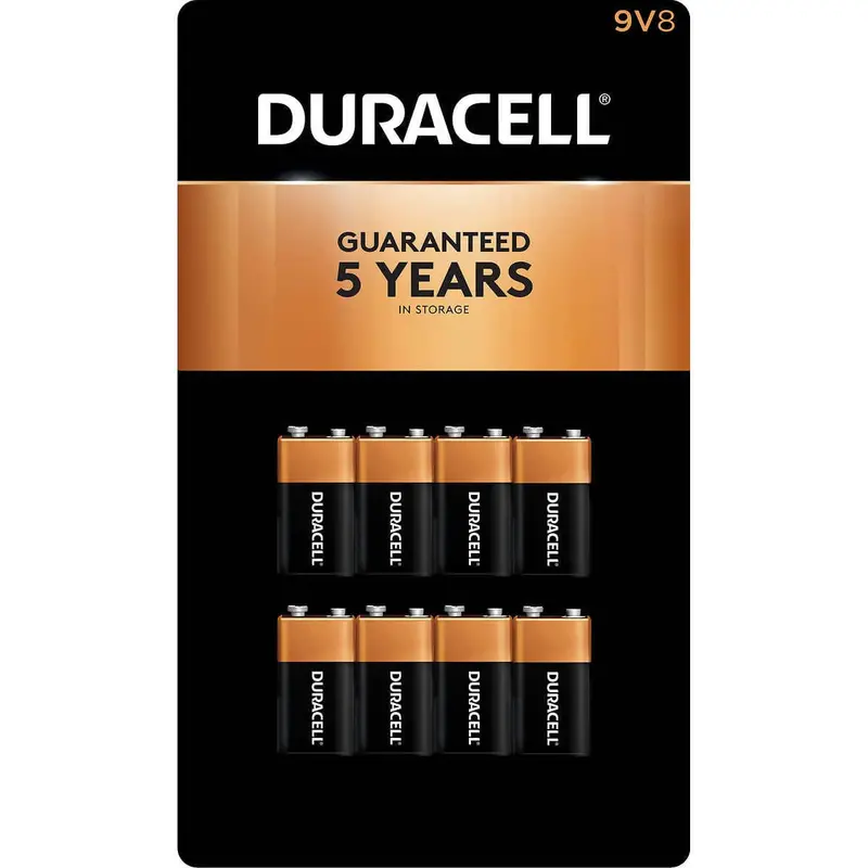 Duracell Coppertop 9V Alkaline Battery – 8-Pack For Reliable, Long-Lasting Power In Smoke Detectors, Toys & Electronics 1