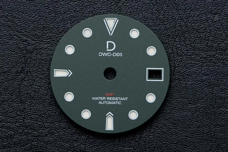 Dwc D03 Gmt Watch Dial In Forest Green Sandwich Style With Lume – Compatible With Tmi Nh34 Movement 1