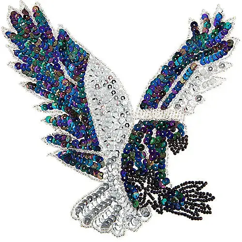 Eagle Silhouette Sequin & Bead Motif – 17 × 17 Cm 2