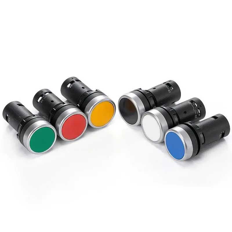Earu 22Mm Flat-Head Push Button Switch – Self-Resetting Jog Control, 1No1Nc, Red/Green Start/Power Button 1