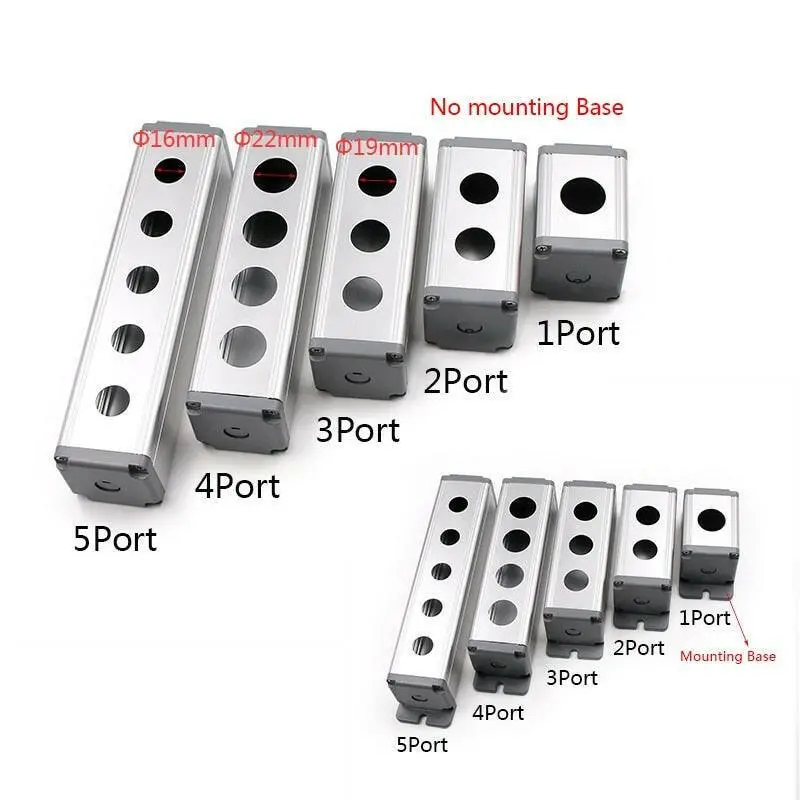 Earu Aluminum Terminal Mounting Box For Push Buttons – 1 To 5 Port Base 1