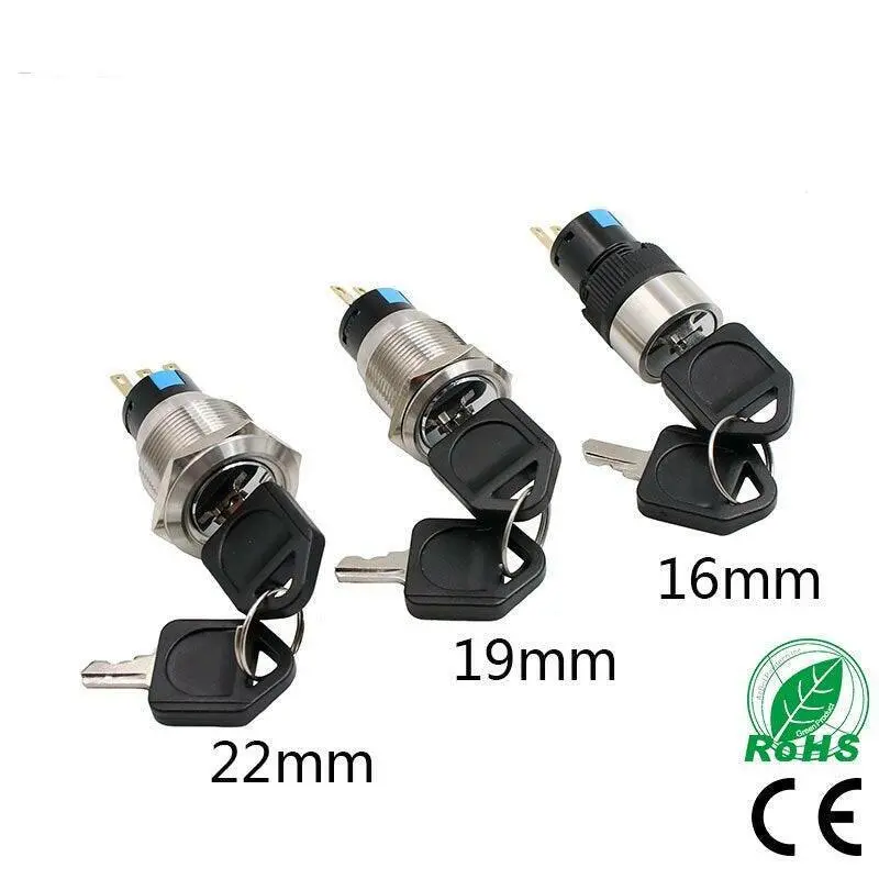 Earu Waterproof Rotary Lock Switch – 16/19/22Mm Stainless Steel Key-Operated Selector 1