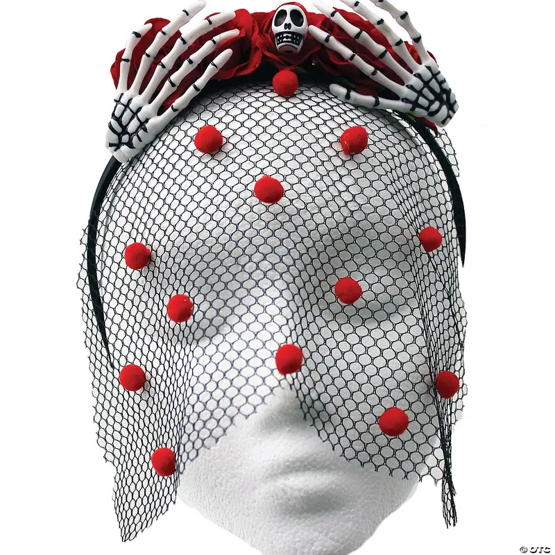 Edgy Skull-And-Hand Rosette Crown With Veil 1