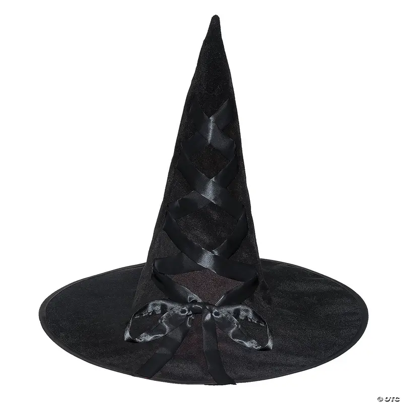 Elegant Black Witch Hat With Satin Ribbon Trim 1