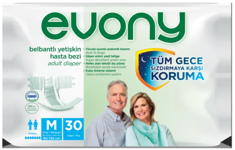 Evony Adult Diapers – Medium Size, 30-Count Pack 1