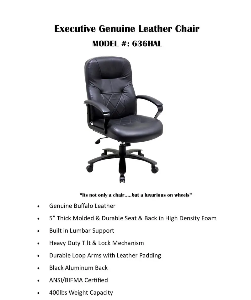 Executive Genuine Leather Office Chair – Premium Supportive Seating With Ergonomic Design – Model 636Hal 1
