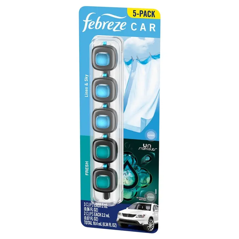 Febreze Car Air Freshener Variety Pack – 5 Discrete Units For Long-Lasting Odor Control – Model 483916 1