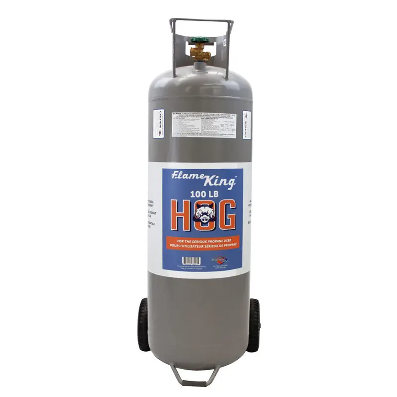 Flame King Ysn100Hog – 100-Lb Horizontal/Vertical Propane Tank With Pol Valve & Wheels 1