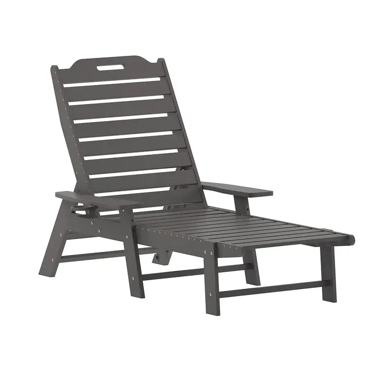 Flash Furniture Monterey Adirondack Lounger – All-Weather Hdpe Reclining Chair With Cup Holder, Indoor/Outdoor Use 1