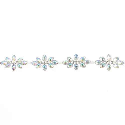Floral Resin Trim With Crystal And Aurora Borealis Finish (5 Yards) 1