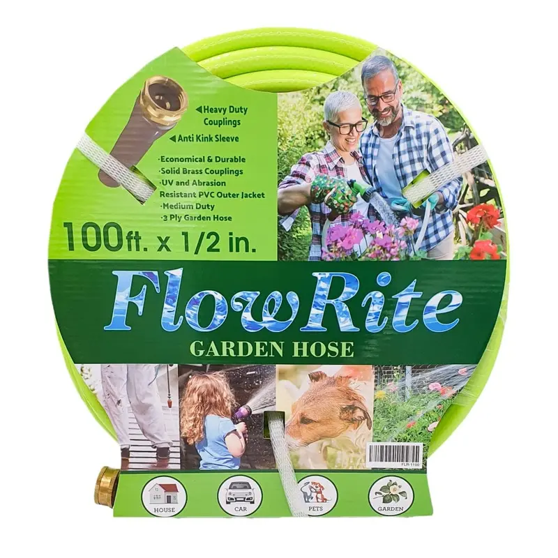 Flow Rite 100-Foot Lightweight Garden Hose – 1/2-Inch Diameter, 3-Ply Durable Design – Model 1100 1
