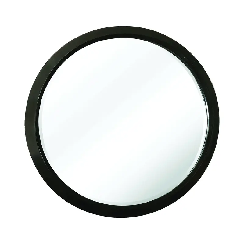 Formosa Americano Round Dresser Mirror – Circular Framed Accent Mirror With Warm Wood Base 1