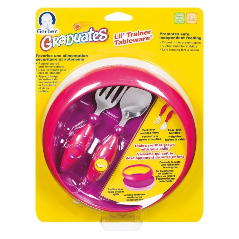 Gerber Graduates Lil’ Trainer Cutlery Set – Kid-Sized Utensils Designed For Early Self-Feeding Success (Model 18190Hy) 1