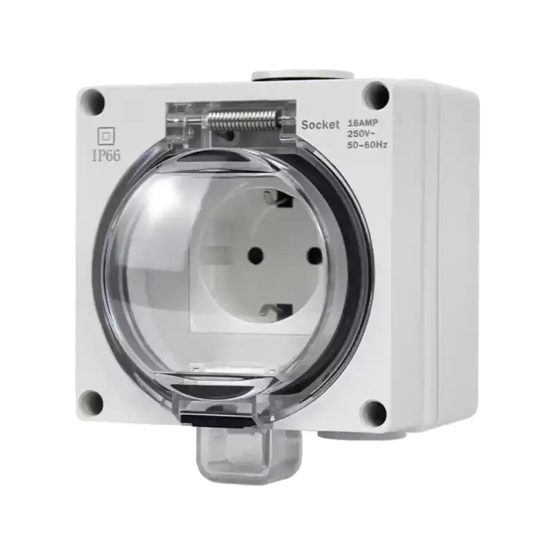 German Din-Standard Waterproof Outdoor Socket – Ip66 Protection 1