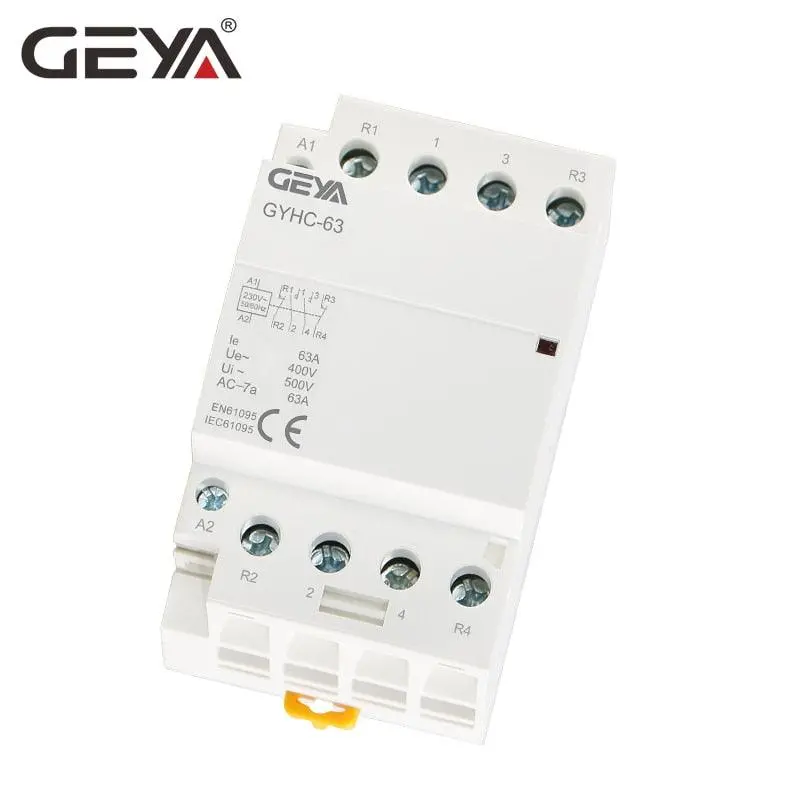 Geya 4-Pole Contactor – 63A, 220/230V, 4No Or 2No2Nc, Din Rail Mounted 1