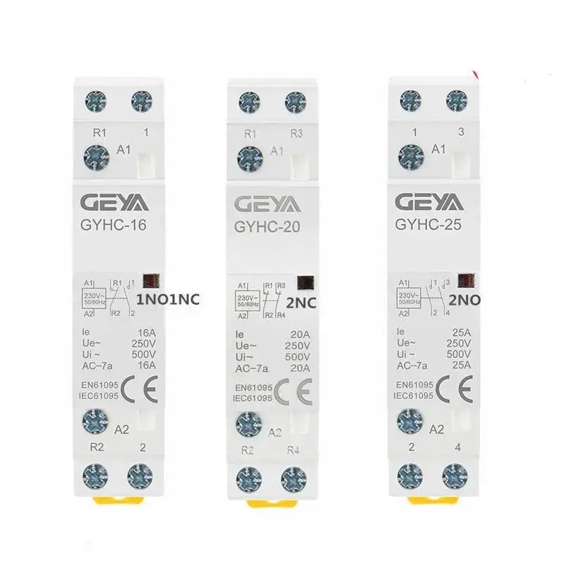 Geya Din-Rail Ac Contactor – 2-Pole, 16A/20A/25A, No/Nc Configurable 1