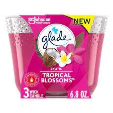 Glade Exotic Tropical Blossoms 3-Wick Candle – Essential Oil-Infused Scented Candle, 6.8 Oz Jar 1