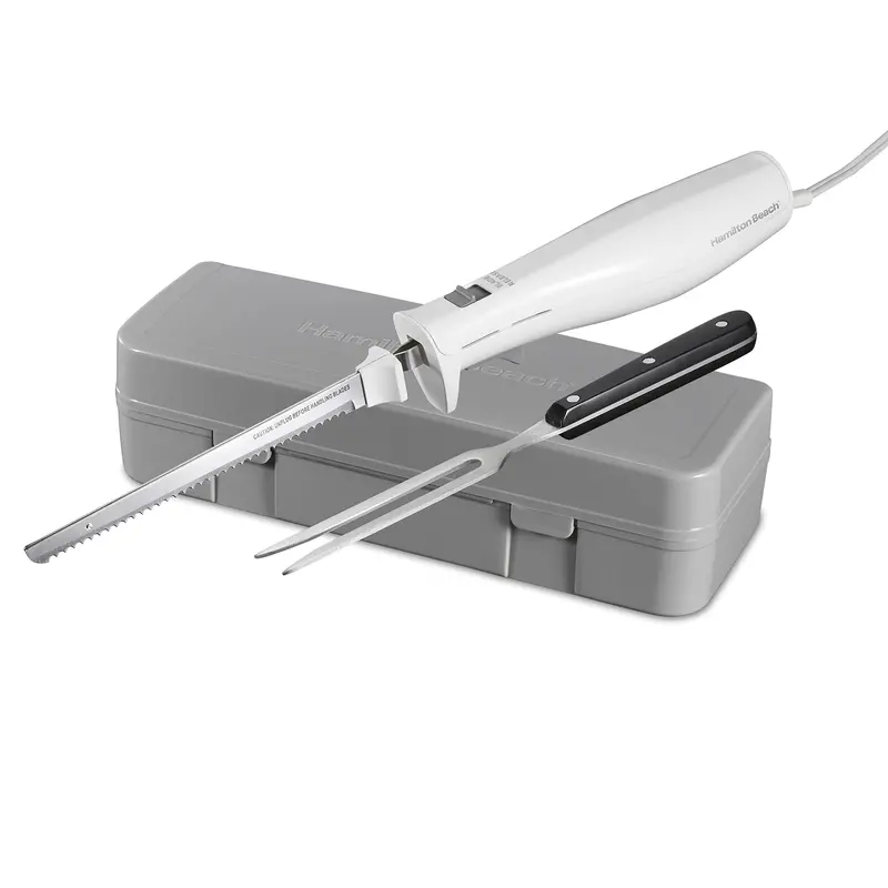 Hamilton Beach Electric Carving Knife Set – Dual Serrated Blades, Fork, And Storage Case For Meats, Breads, And More 1