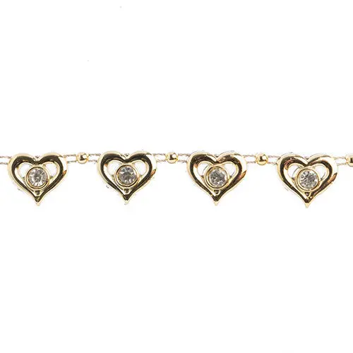 Heart-Shaped Plastic Trim With Embedded Stones, 5 Yards, 18Mm Width 1