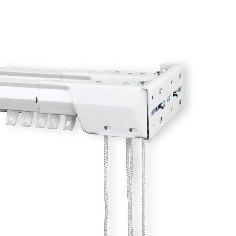 Heavy-Duty Dual-Track Traverse Curtain Rod – Center-Opening, Adjustable 120–240 Inches, Matte White Finish 1