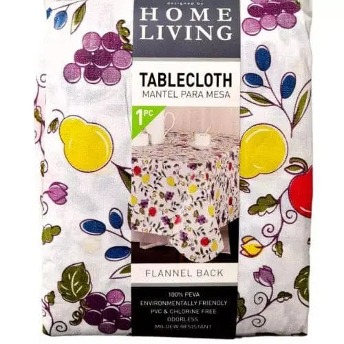 Home Living Fruity Print Flannel-Backed Rectangle Tablecloth – Stylish, Spill-Resistant Table Cover (7450014090970) 1