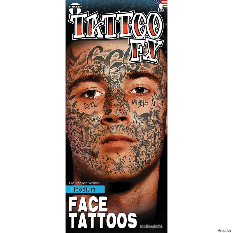 Hoodlum-Style Facial Tattoo Fx For Costumes 1