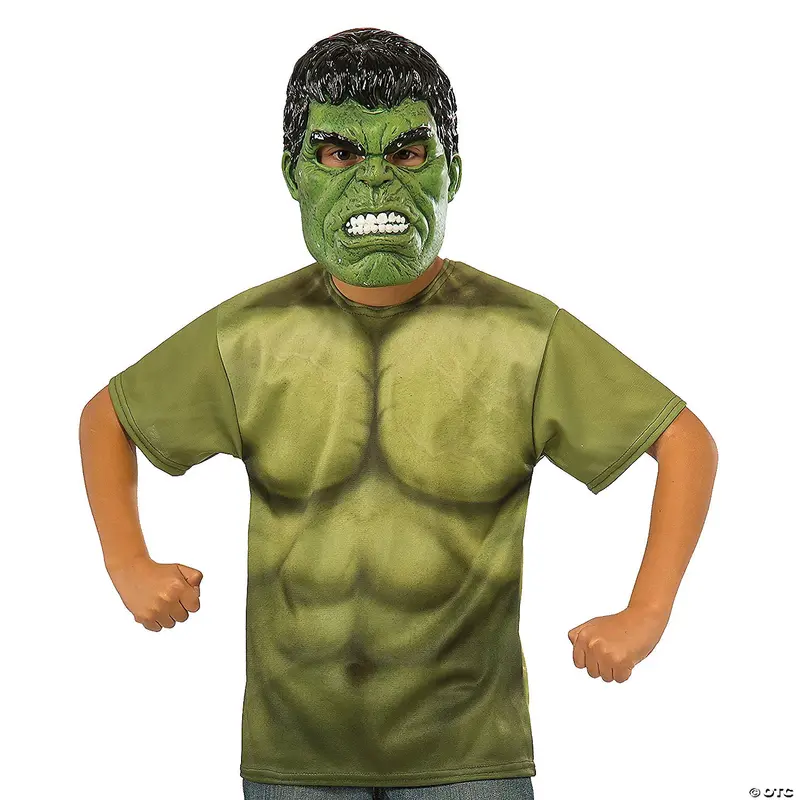 Hulk Costume Kit – Child T-Shirt & Latex Mask Set 1