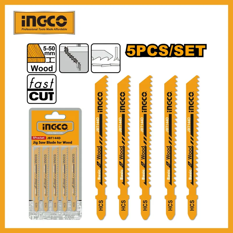 Ingco Jigsaw Blade Set – 5-Piece Wood-Cutting Blades For Precision Cuts (Jbt144D) 1