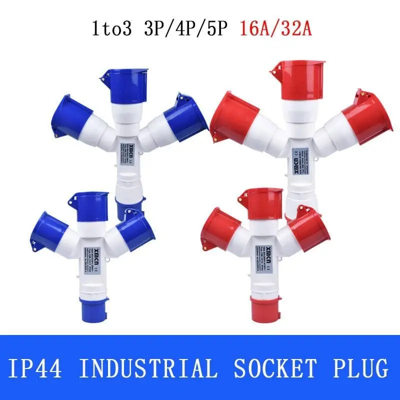 Ip44 Industrial Waterproof Plug – Single-Input To Triple-Output, Dust & Splash Resistant Socket Assembly 1